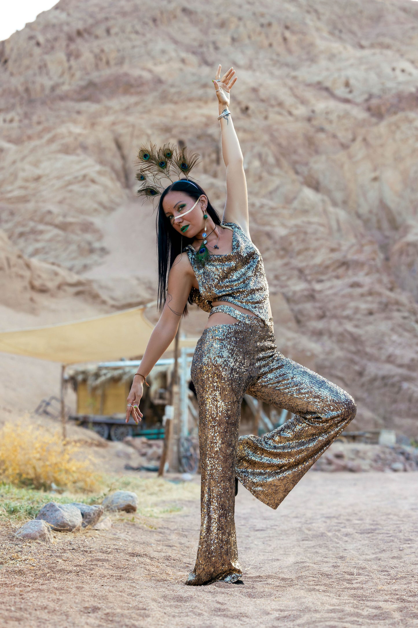 Triangle Sequins Hooded Top