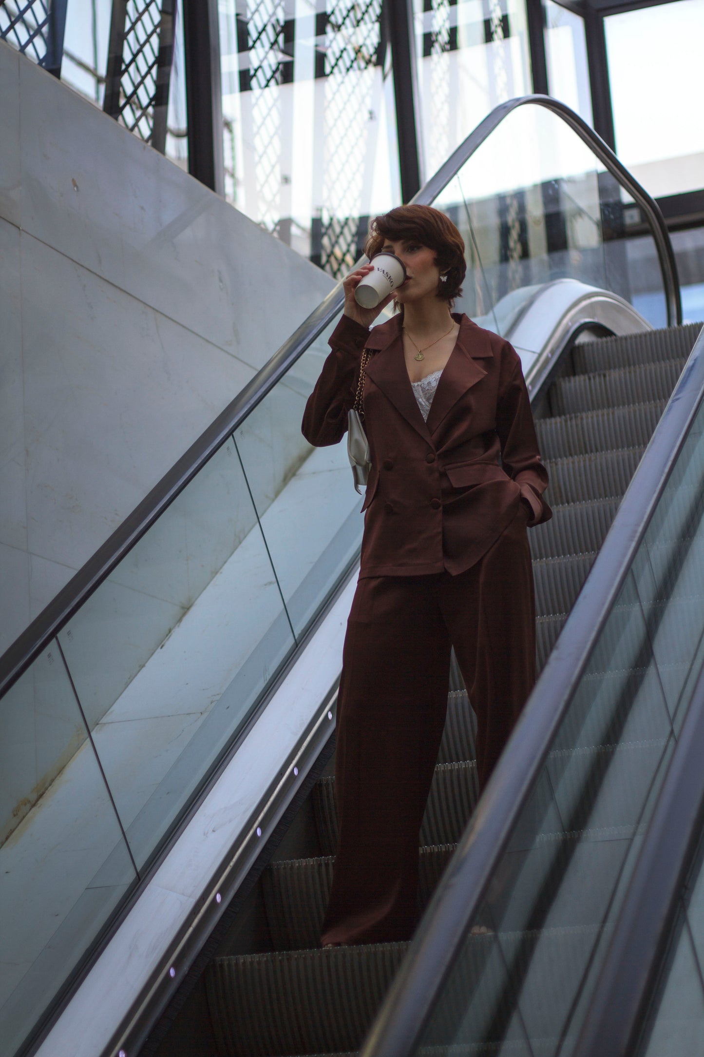 Chocolate Brown Satin Wide-Leg Pants