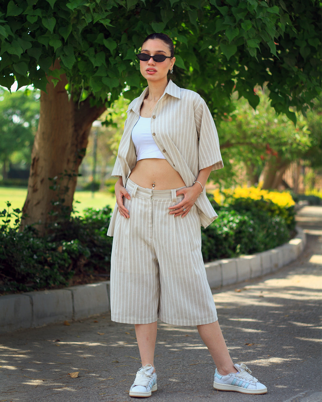 Sahara Stripe Linen Jorts