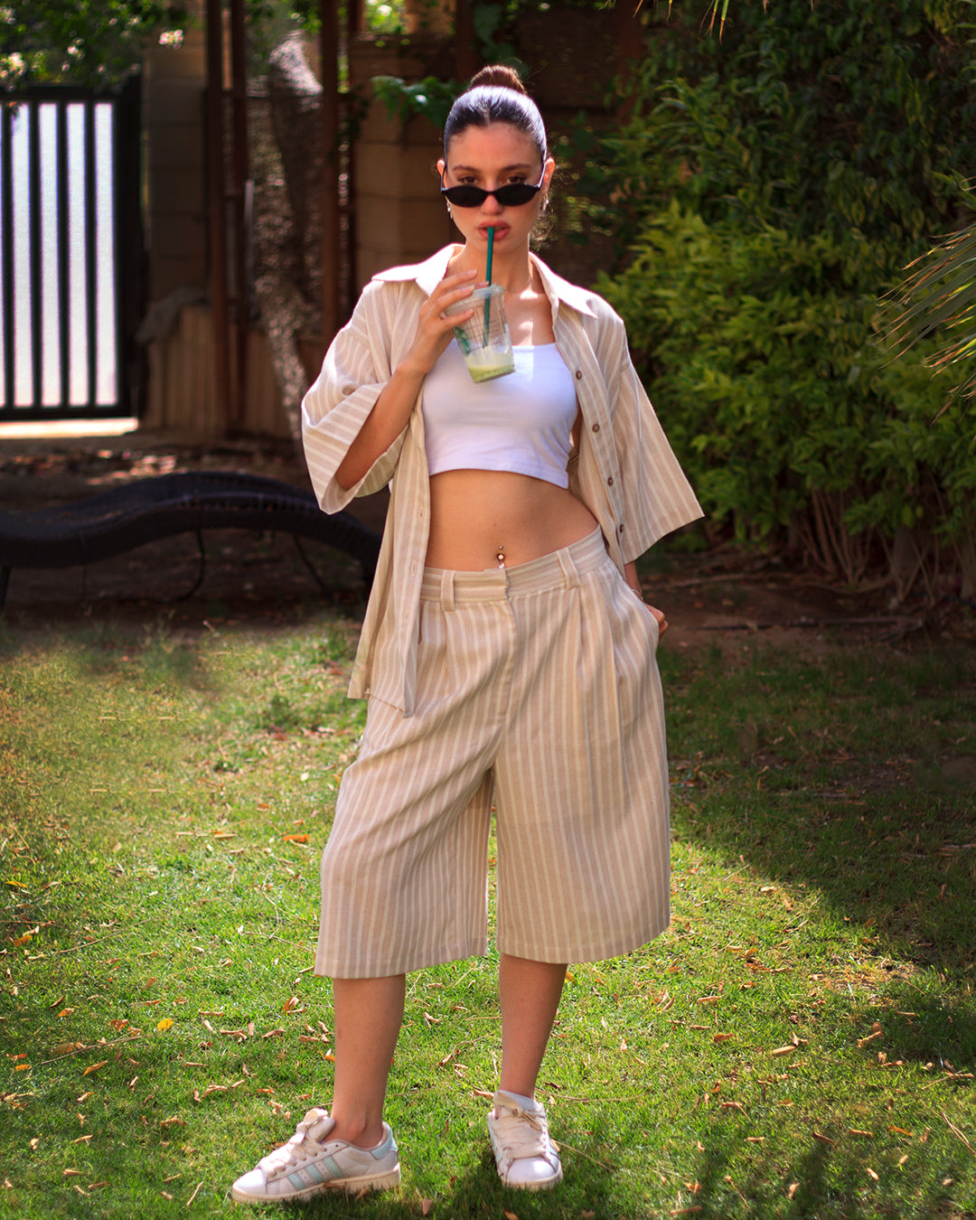 Sahara Stripe Linen Jorts