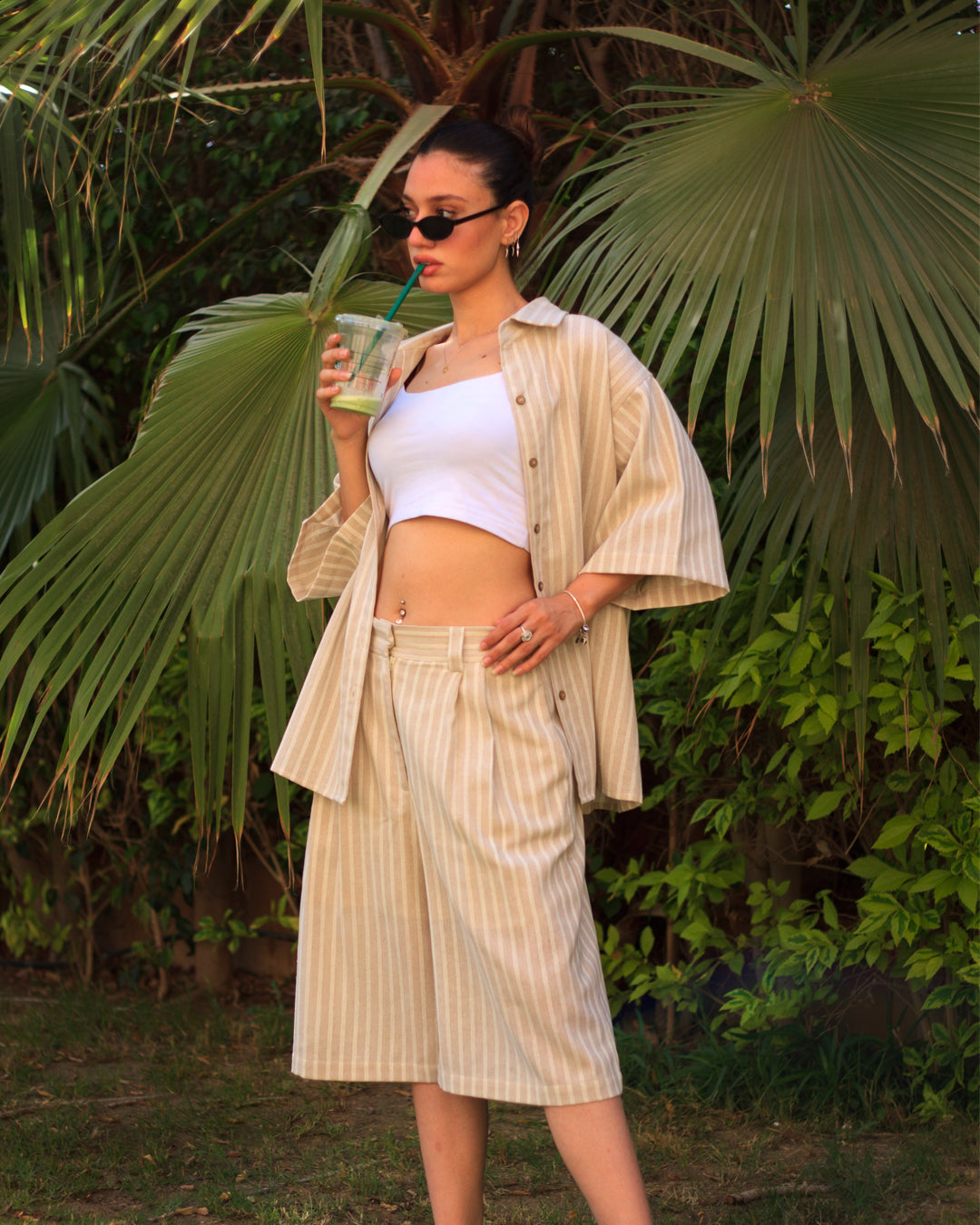 Sahara Stripe Linen Jorts