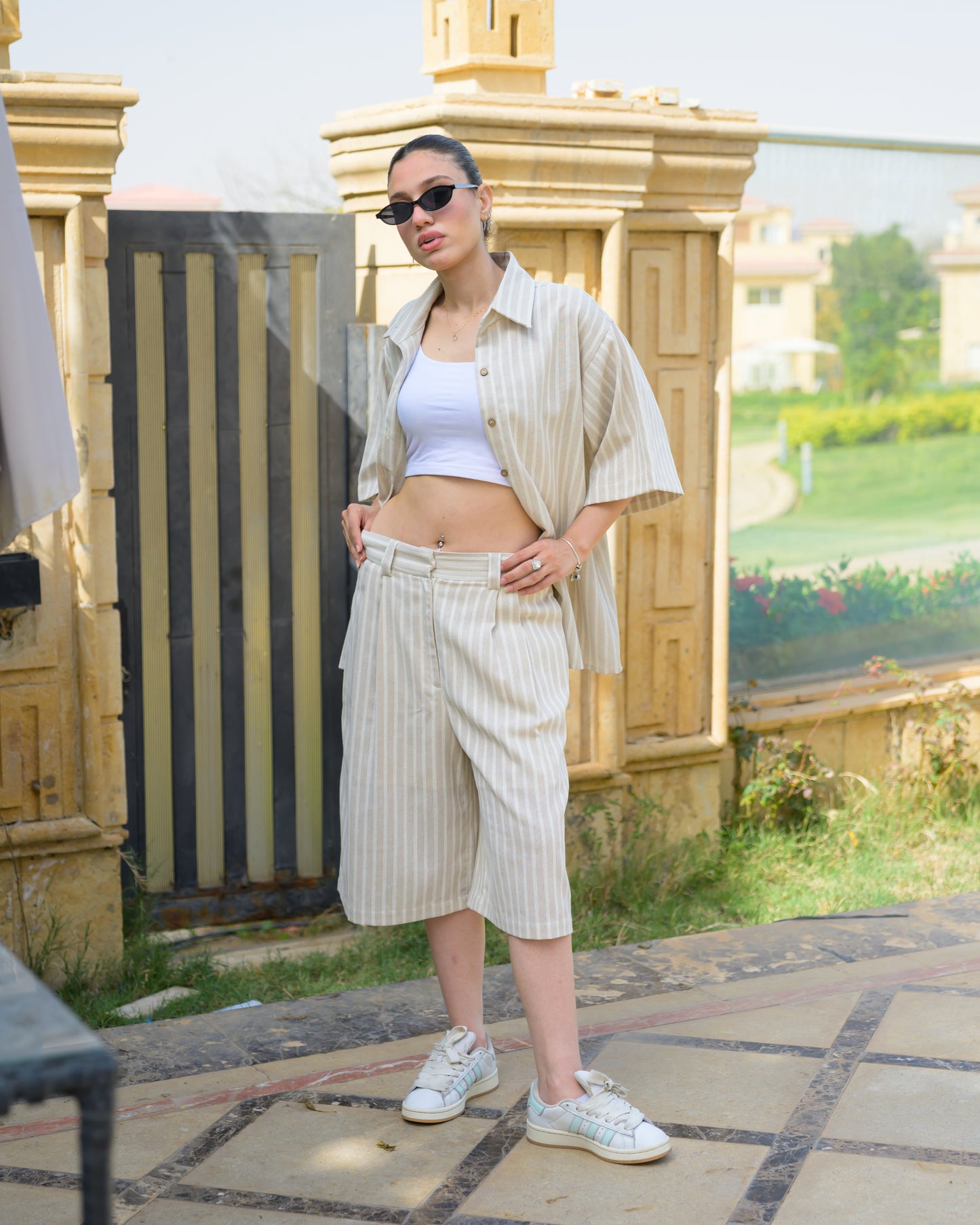 Sahara Stripe Linen Jorts