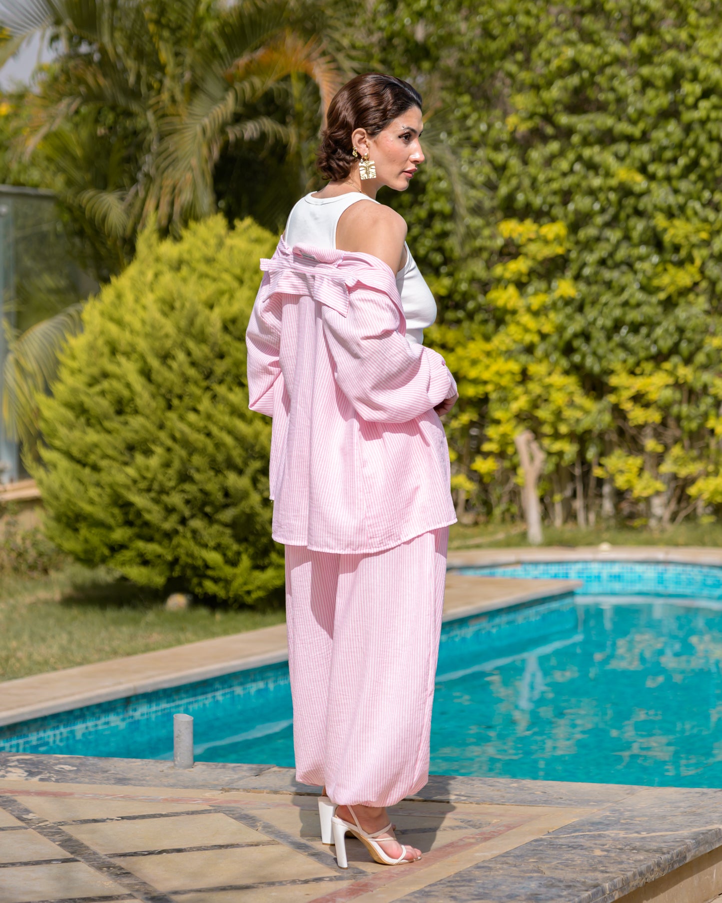Blush Stripe Balloon Pants