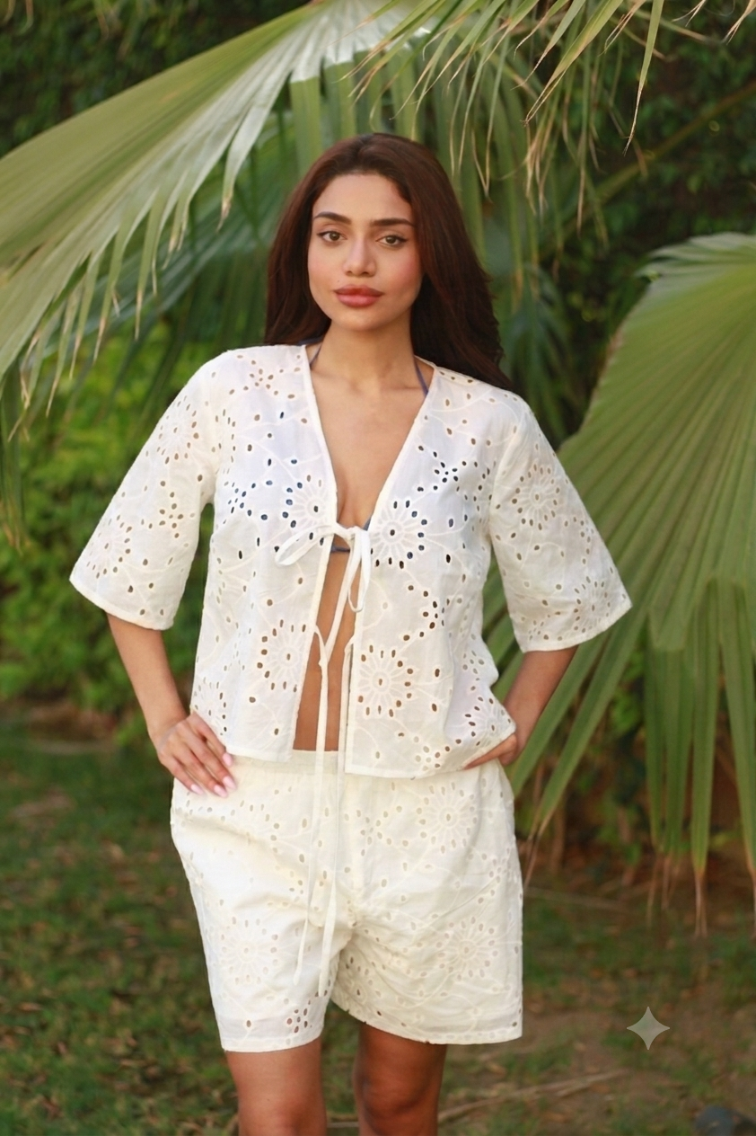 Noor Eyelet Tie Top