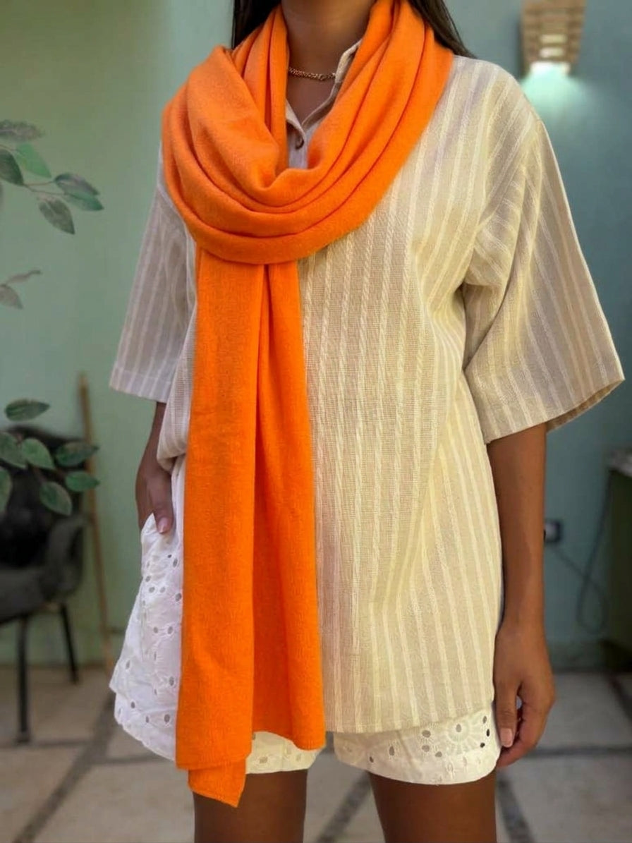 Electric Orange Mohair Scarf