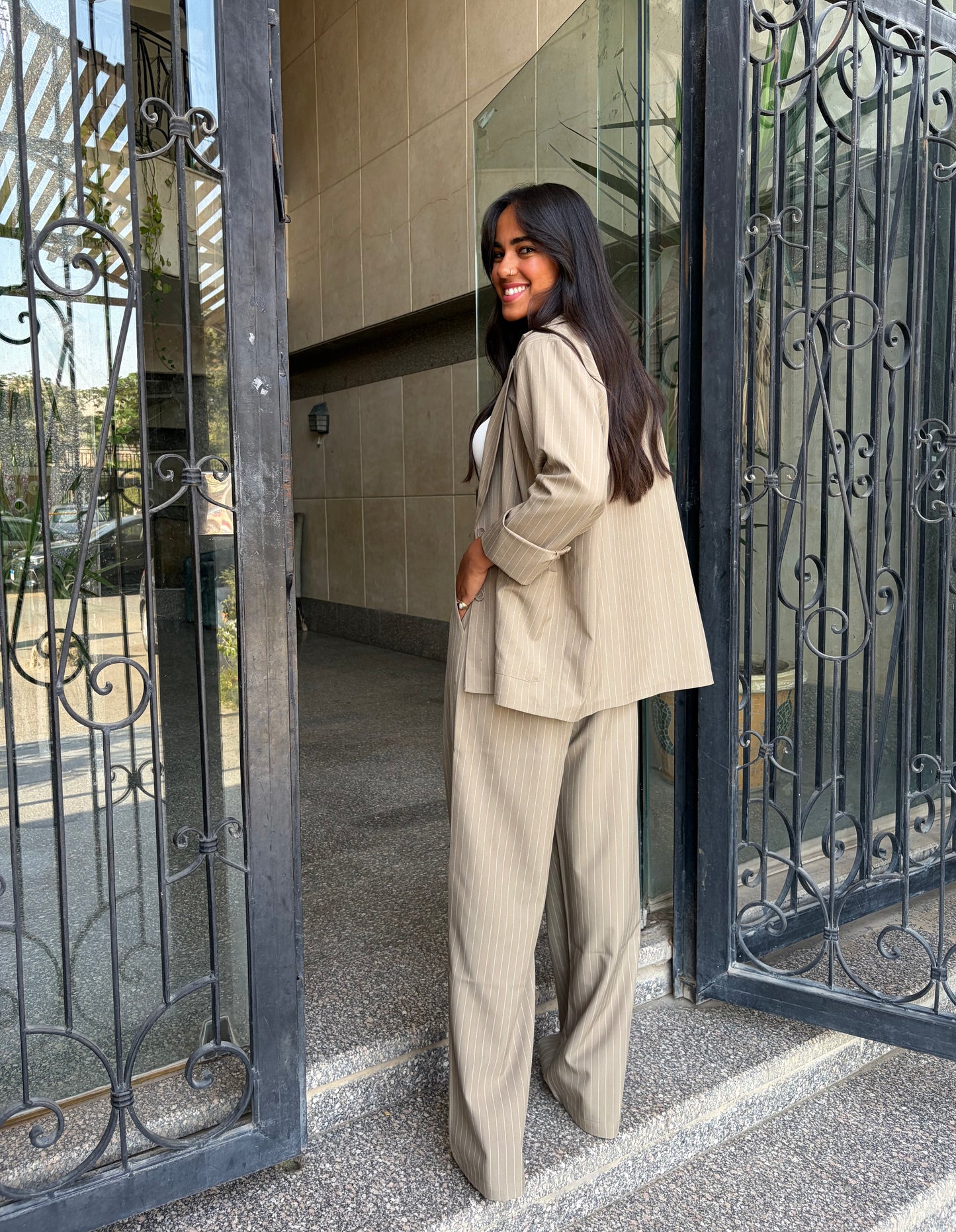 Muted Sage Pinstripe set