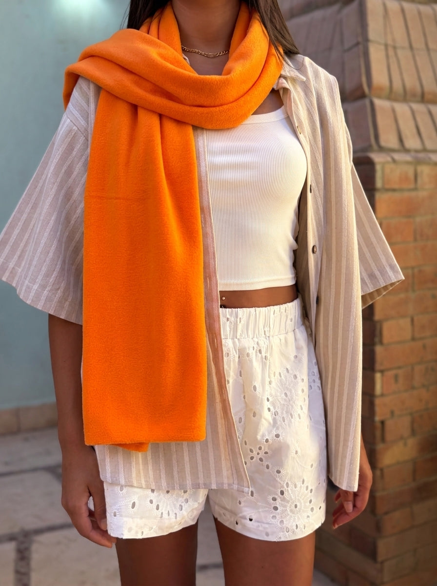 Electric Orange Mohair Scarf