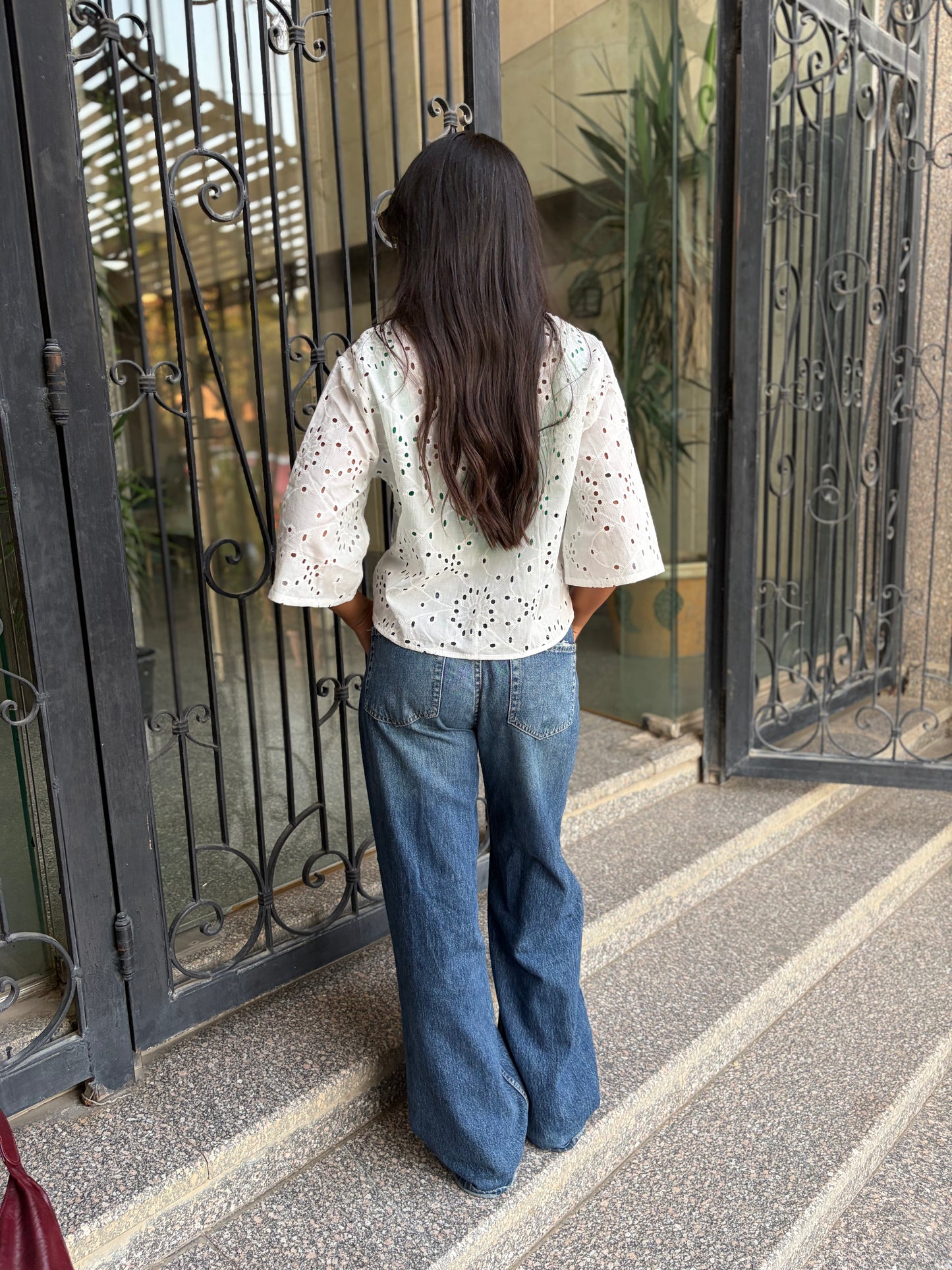 Noor Eyelet Tie Top