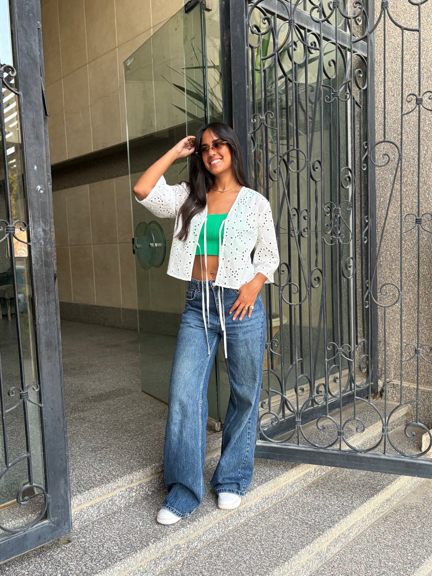 Noor Eyelet Tie Top
