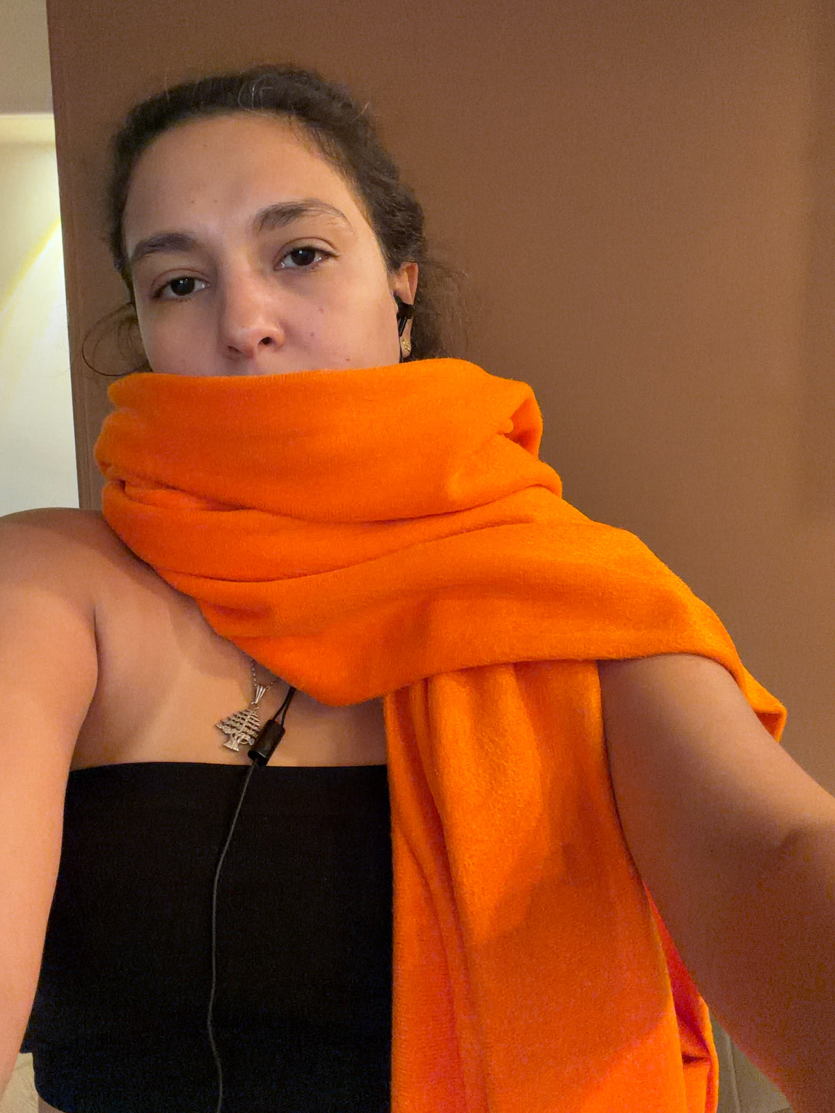 Electric Orange Mohair Scarf