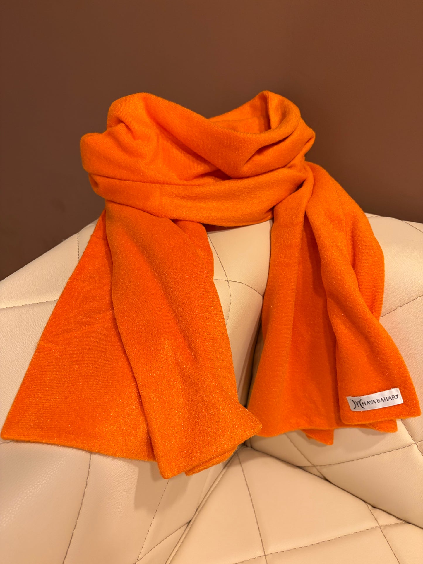 Electric Orange Mohair Scarf