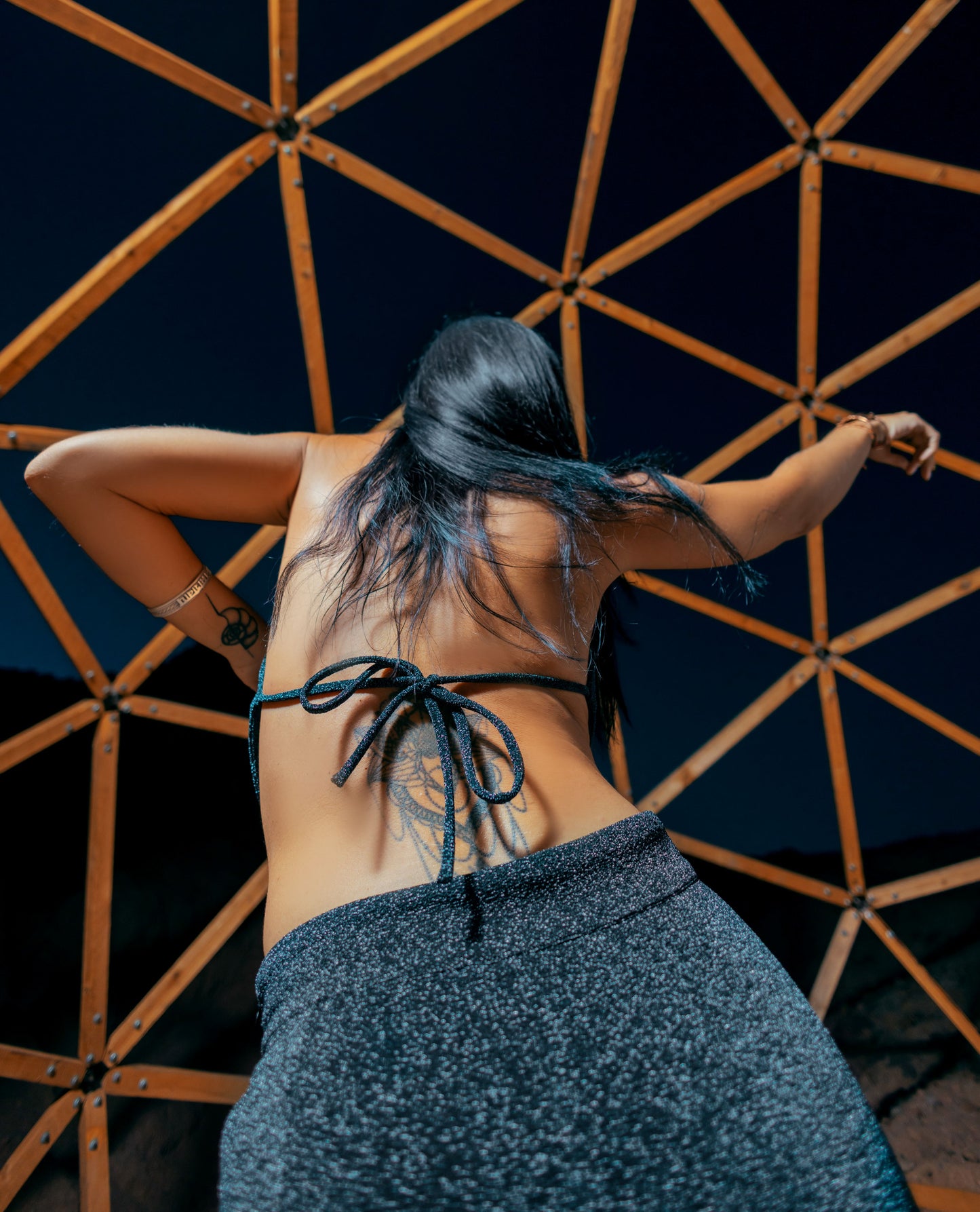 Triangle Dark Backless Top