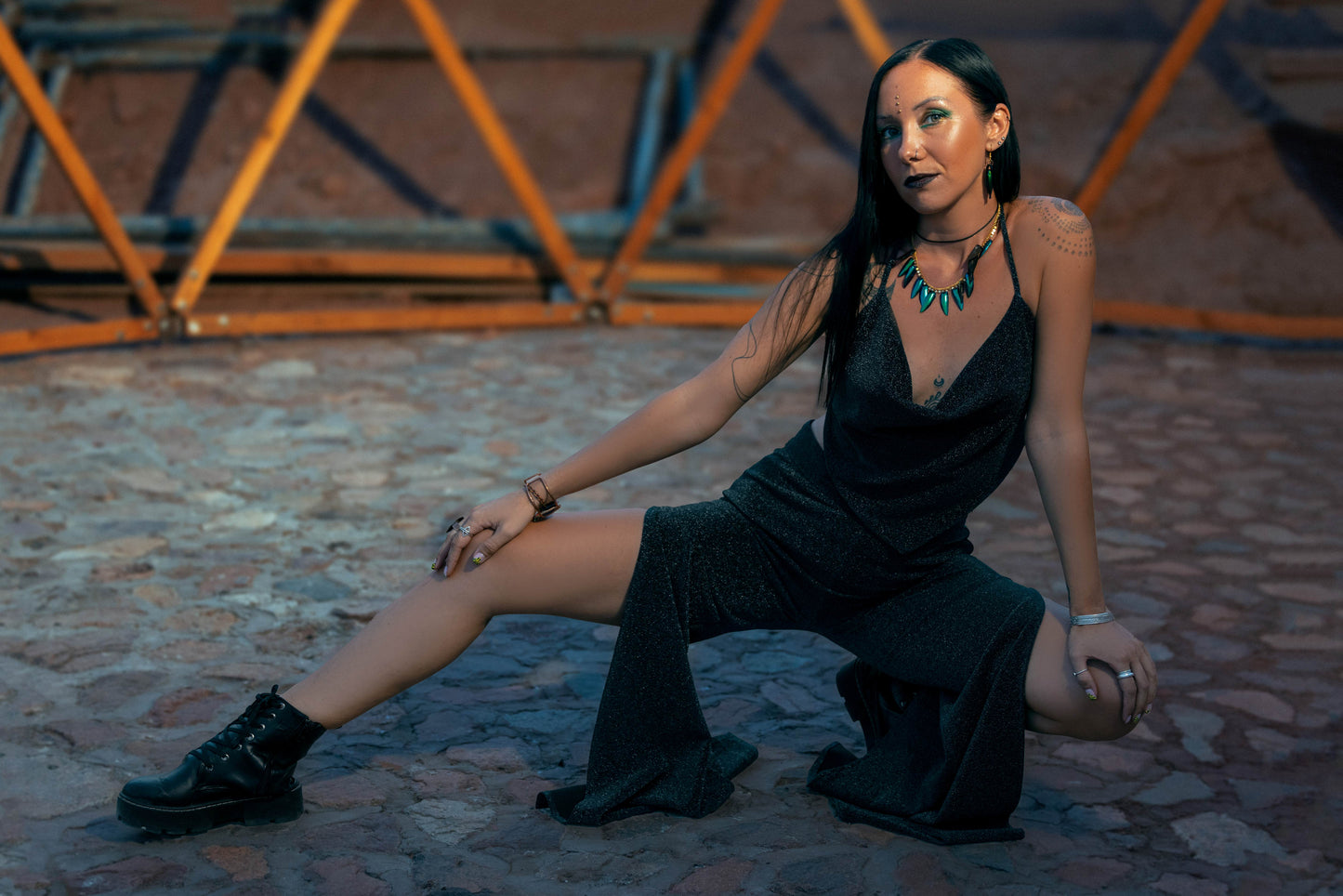 Triangle Dark Backless Top