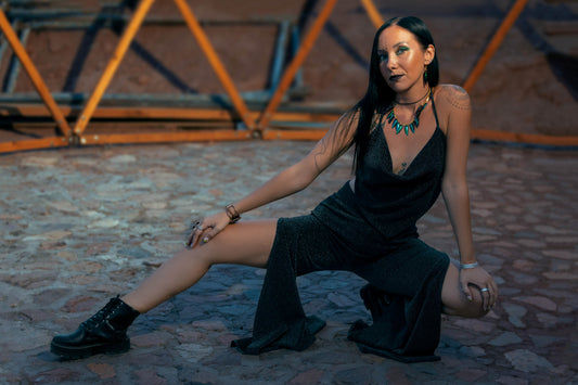 Triangle Dark Backless Top