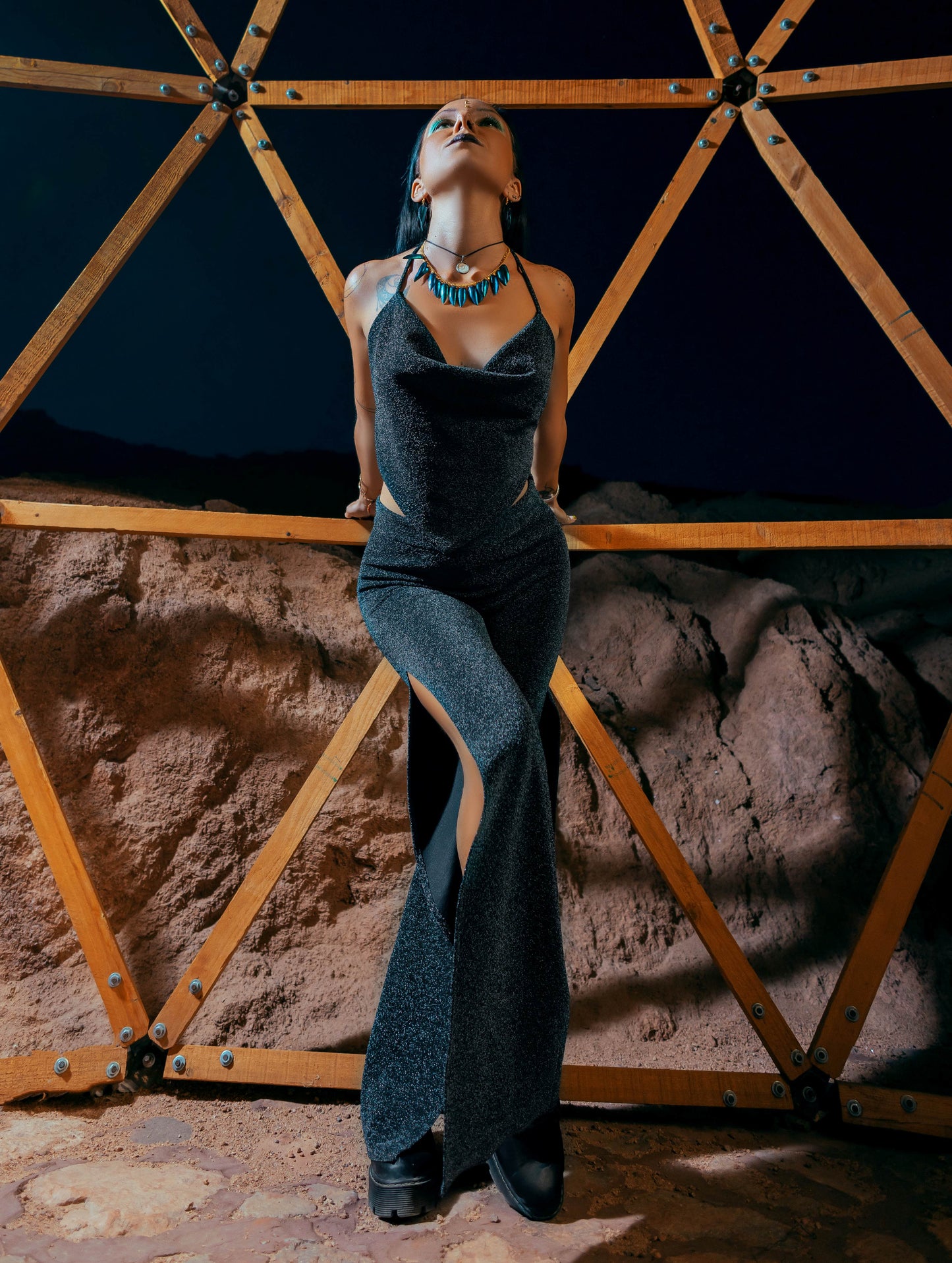 Triangle Dark Backless Top