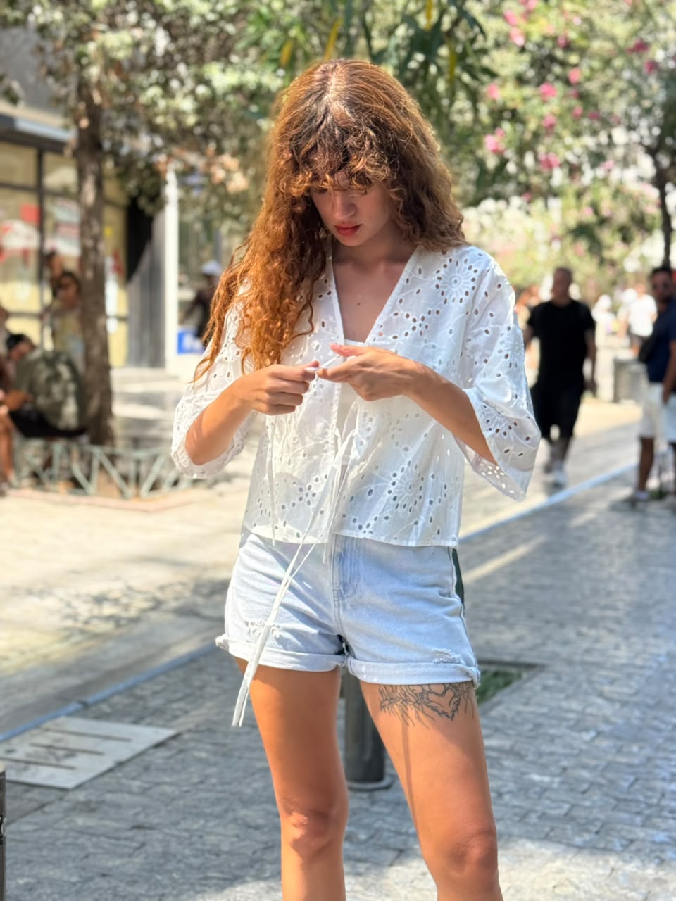 Noor Eyelet Tie Top